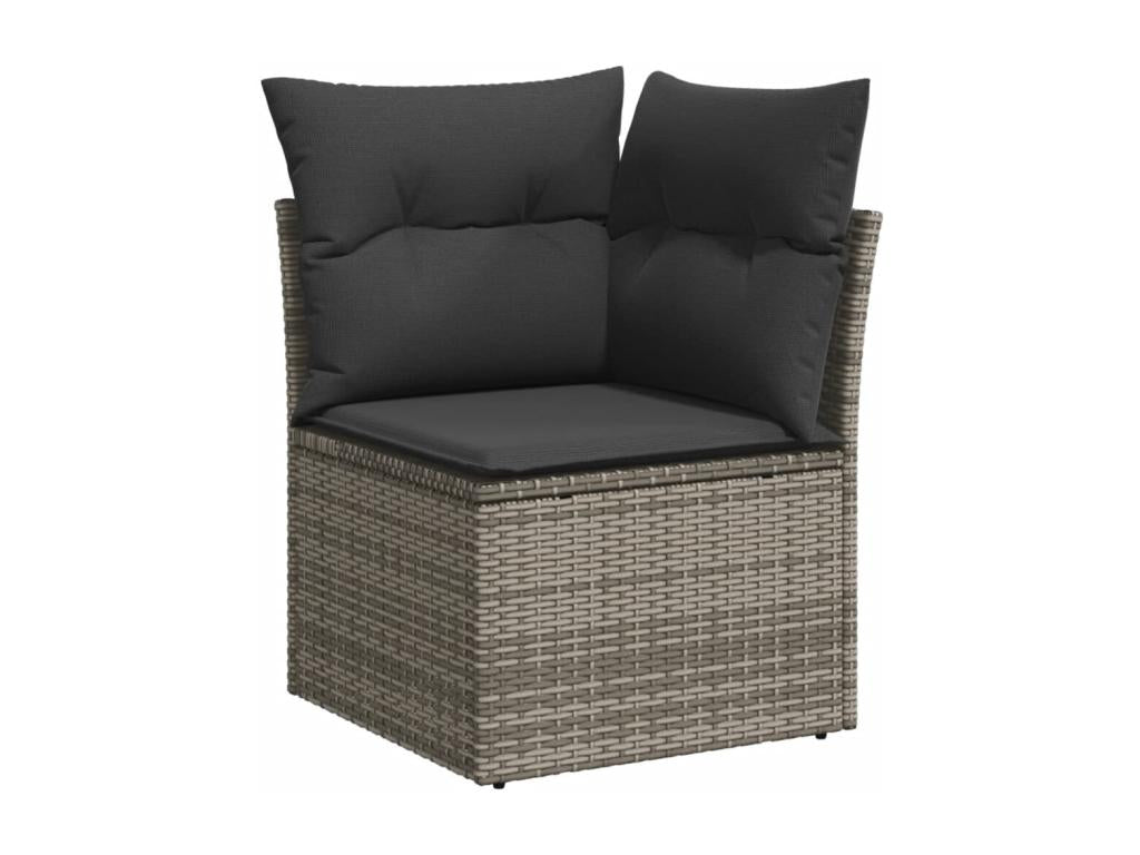 11-piece garden furniture set with grey resin wicker cushions