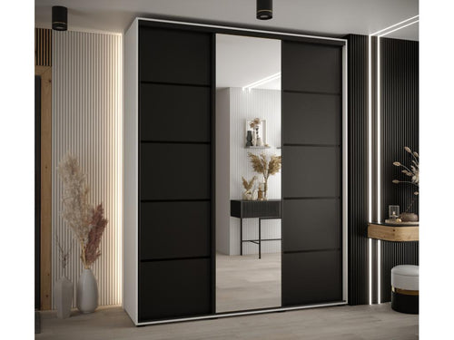Homelumiere 5 Sliding Door Wardrobe 235.2/200/60 3 Doors White/Black/Black