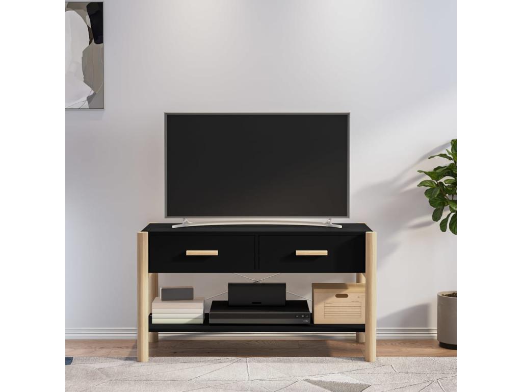 Black TV stand 82x38x45 cm Engineered wood
