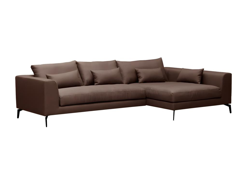 Luxury 5-seater fabric corner sofa, Homelumiere brown, right-hand corner, front view