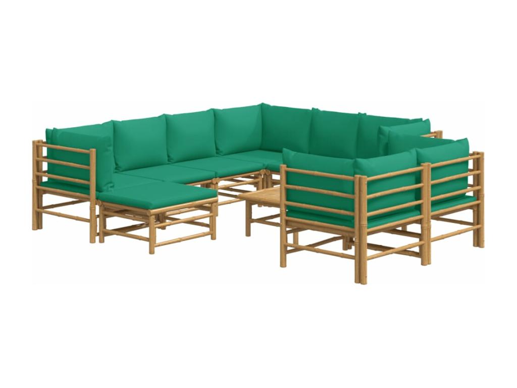 10-piece garden furniture set with green cushions by Homelumiere