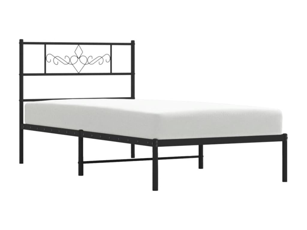 Metal bed frame with black headboard 90x190 cm