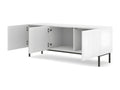 Homelumiere TV stand with 3 wooden doors and black frame - Matte white - W 150 x D 42 x H 58 cm