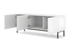 Homelumiere TV stand with 3 wooden doors and black frame - Matte white - W 150 x D 42 x H 58 cm