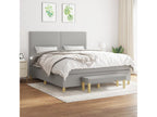 Upholstered bed base with mattress, light grey, 160x200cm, fabric