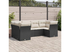 6-piece garden furniture set with cushions, black woven resin