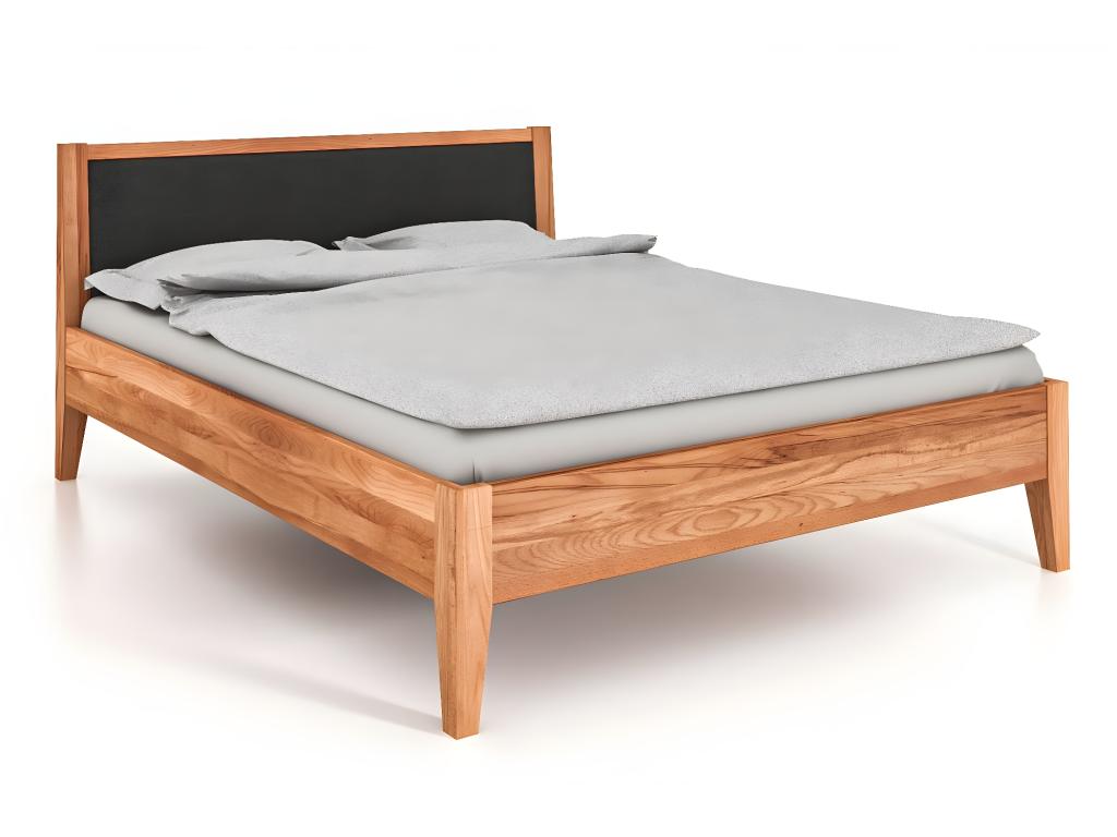 Homelumiere - Bed with upholstered headboard 120x200 cm in natural oiled beech heartwood