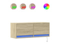 Homelumieree wall-mounted TV unit with LED lighting, oak finish, 100x31x35 cm