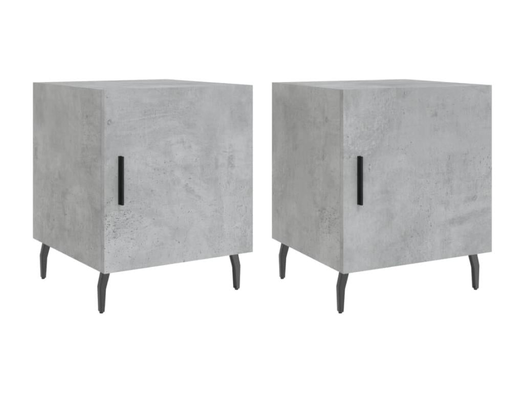 2-piece bedside tables, concrete grey, 40x40x50 cm, engineered wood