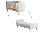 Complete bedroom set including convertible bed (70x140cm), changing table and 2-door wardrobe, Swing Grey and wood, 52962PUHK