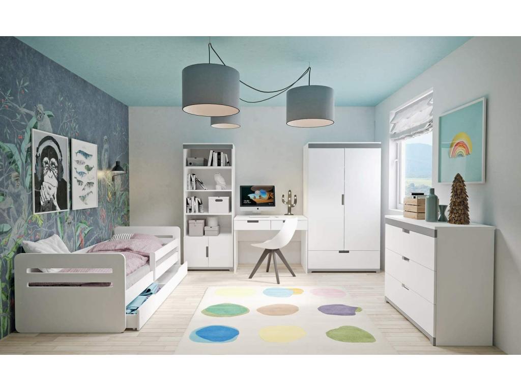 Children's bed with removable safety rail, white and pink, Delimoa - Foam mattress - 80x140 cm 63111SKVT