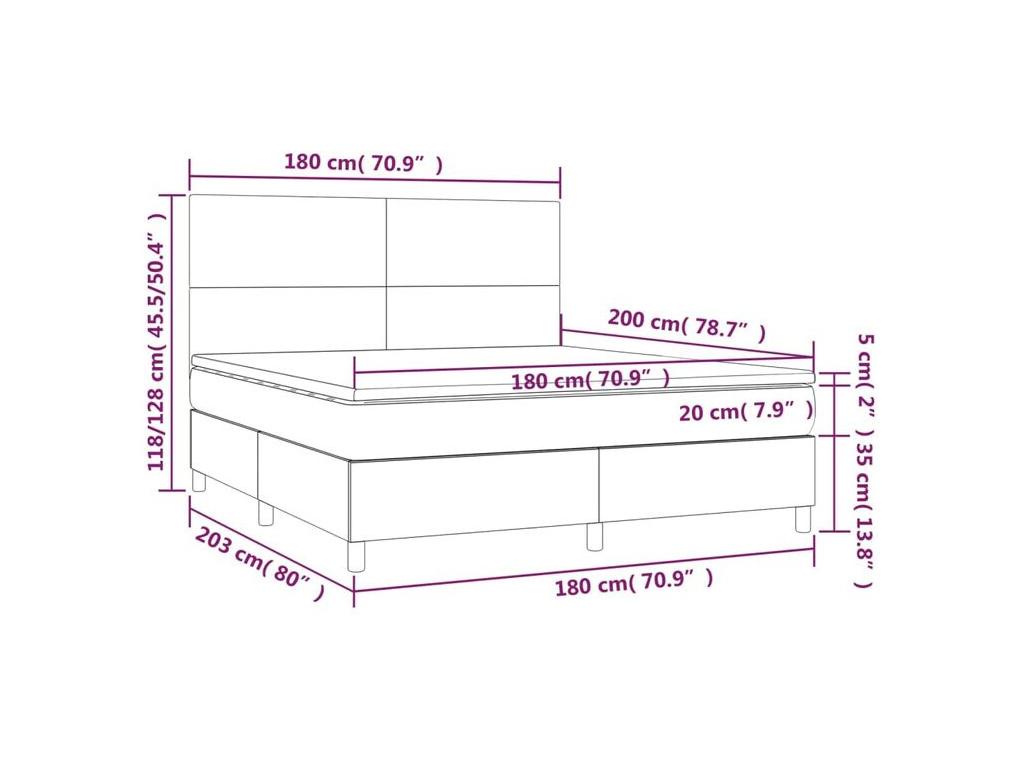 Homelumiere bed base with dark brown mattress 180x200