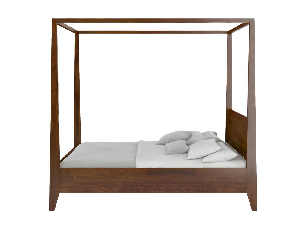 Beech wood bed with canopy, Homelumiere / 160x200 cm, walnut color