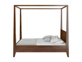 Beech wood bed with canopy, Homelumiere / 160x200 cm, walnut color