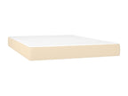 Bed base with LED mattress, Cream, 140x190 cm, Fabric