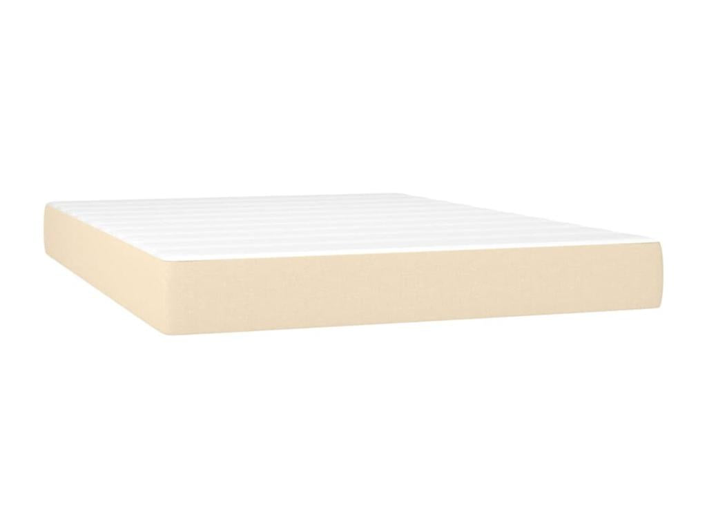 Upholstered bed base with mattress, Cream, 140x190 cm, Fabric