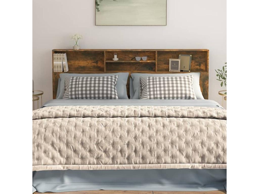 Smoked Oak Headboard Wardrobe 200x19x103.5 cm