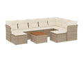 Garden furniture set with 10 beige resin wicker cushions