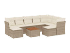 Garden furniture set with 10 beige resin wicker cushions