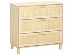 3-drawer chest with rattan caning, dimensions: 80L x 40W x 80H cm, light wood-effect MDF