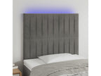Light Grey LED Headboard 80x5x118/128 cm Velvet