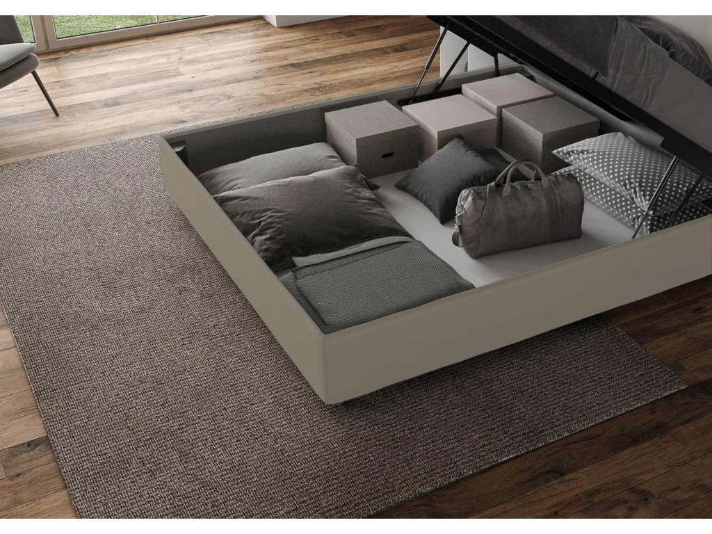 Upholstered storage bed 80x190 cappuccino faux leather Homelumiere