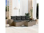 Garden furniture set with cushions, 7 pieces, grey woven resin, 37992LRYZ