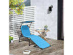 Folding sun lounger with high comfort, adjustable backrest and multi-position sunshade, aluminum and textilene, blue