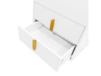 Bedside table with USB port - 2 drawers / extendable top - MDF - White