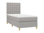 Bed base with Homelumiere bed and mattress and LED light grey 90x200 cm