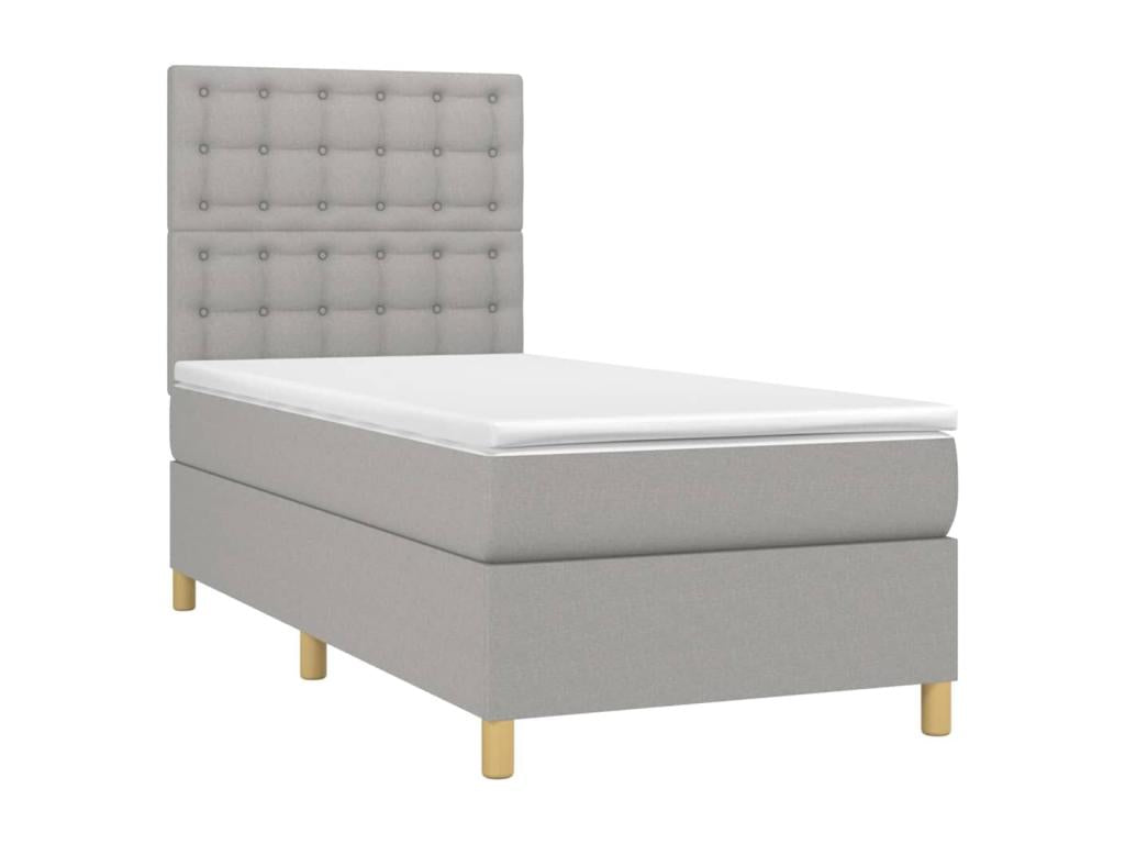 Bed base with Homelumiere bed and mattress and LED light grey 90x200 cm