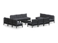 13-piece garden furniture set with anthracite cushions, pine wood
