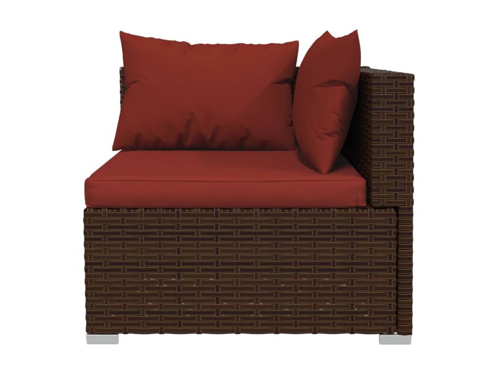 4-piece garden furniture set with cushions, brown, woven resin