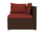4-piece garden furniture set with cushions, brown, woven resin
