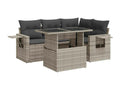 5-piece garden furniture set with light grey cushions, woven resin 47917NZZS