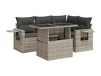 5-piece garden furniture set with light grey cushions, woven resin 47917NZZS