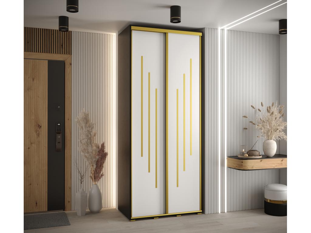 Homelumiere 8 Sliding Door Wardrobe 235.2/110/45 2 Doors Black/White/Gold