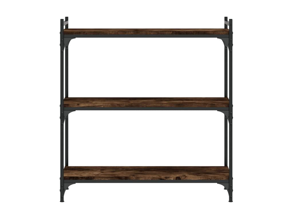 3-tier bookcase, smoked oak, 80x30x86 cm, engineered wood