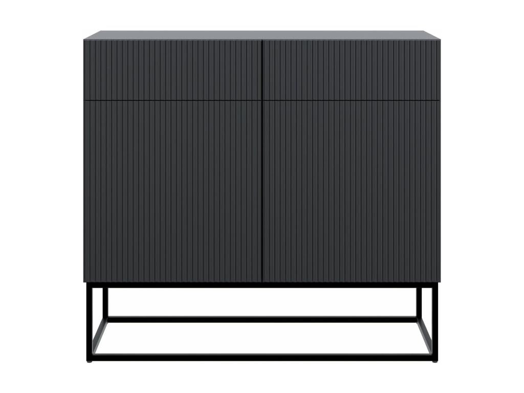 Two-door chest of drawers - 100 cm black with black legs - Homelumiere