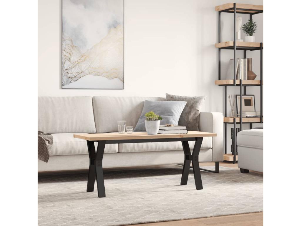Y-frame coffee table, 110x40x45.5 cm, solid pine wood, steel