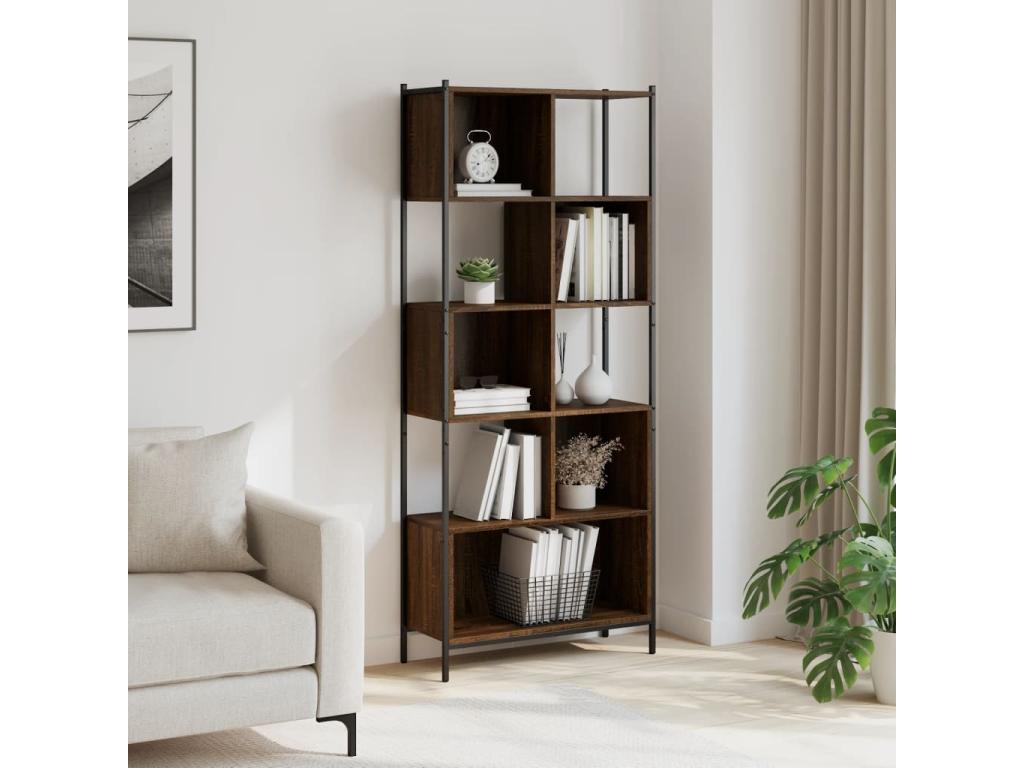 Brown oak bookcase 72x28x172 engineered wood