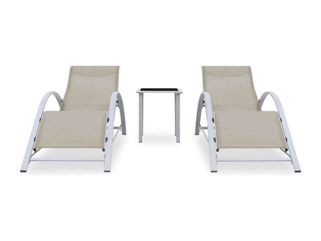 Set of 2 cream aluminum sun loungers 41x41x45 cm 02 0012073