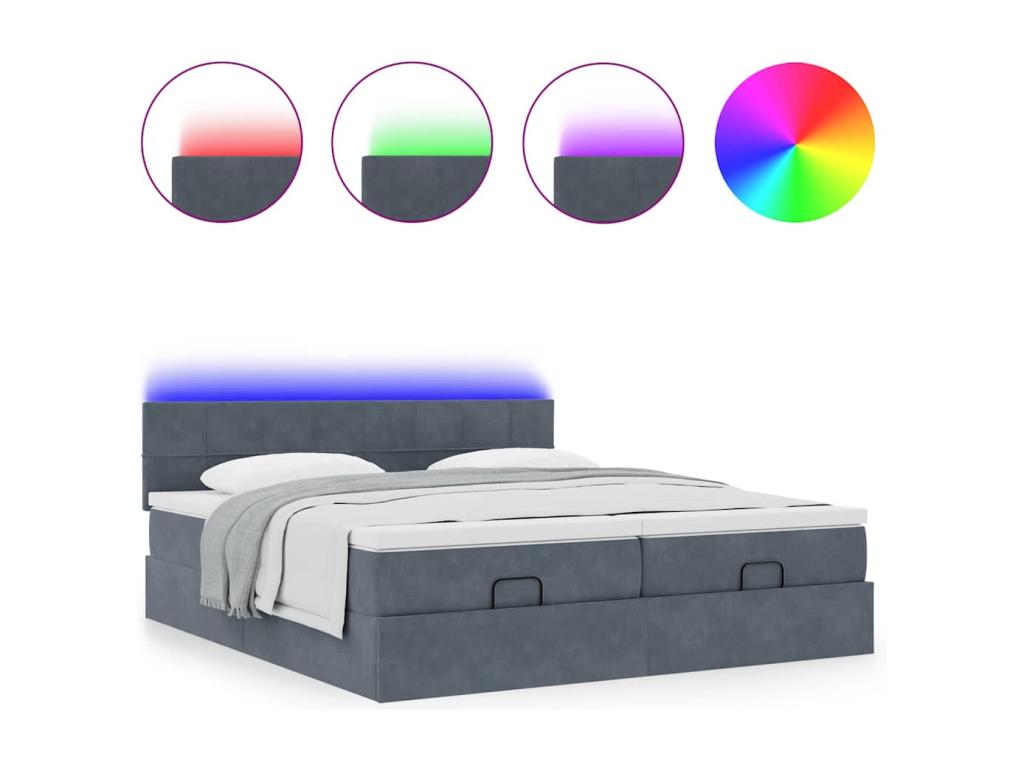 Homelumiere bed frame with dark grey 200x200 cm velvet mattress