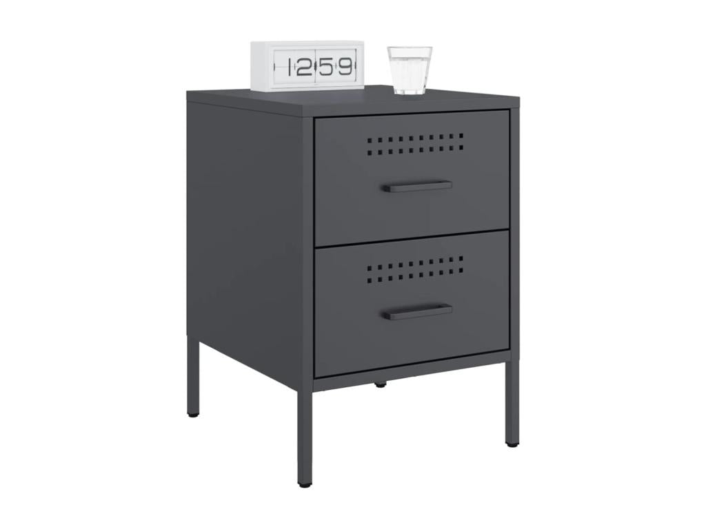 2-piece bedside tables, anthracite, 36x39x50.5 cm, steel