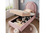 Upholstered velvet children's bed - 90x190cm - with storage - Pink