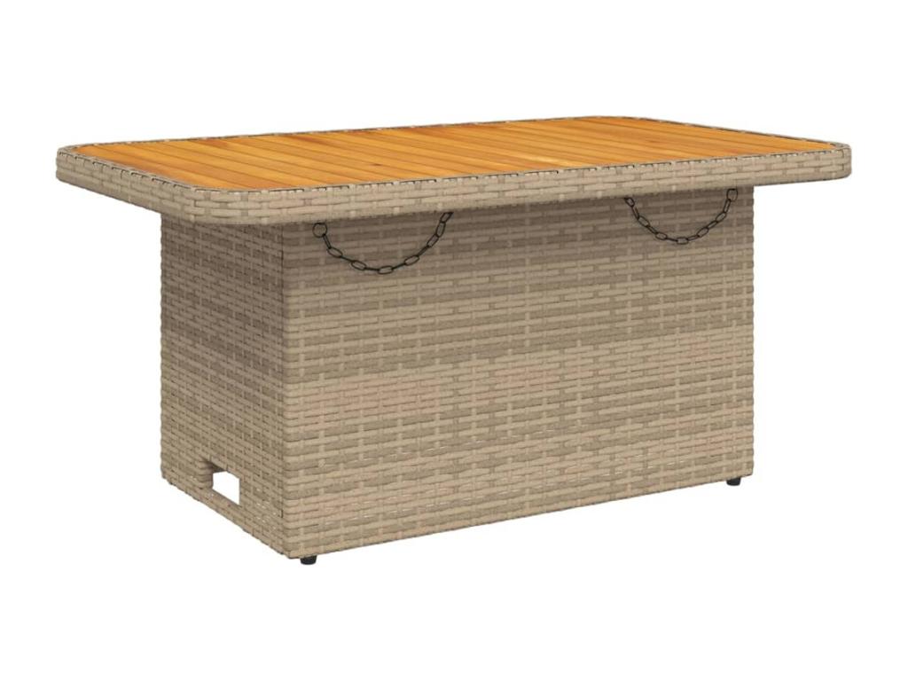Beige garden table 90x55x71 cm, woven resin and wood, Homelumiere
