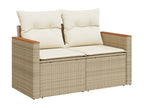 11-piece garden furniture set with beige resin wicker cushions