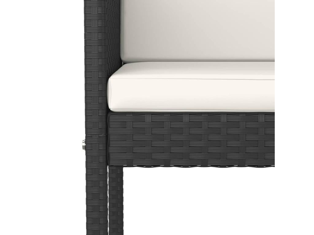 5-piece garden bar set and cushions, black woven resin, 20