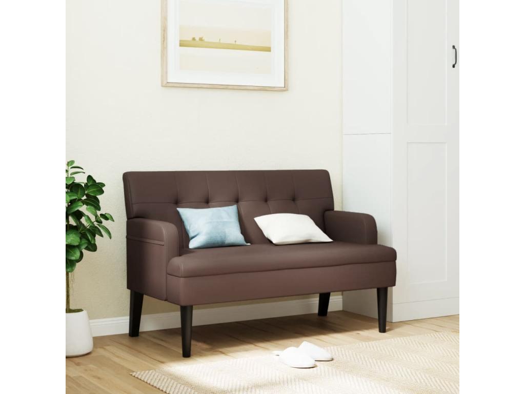 Bench with brown backrest, 112x65.5x75 cm, faux leather, 53559AFOG