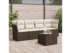 Garden furniture set with cushions, 5 pieces, brown woven resin